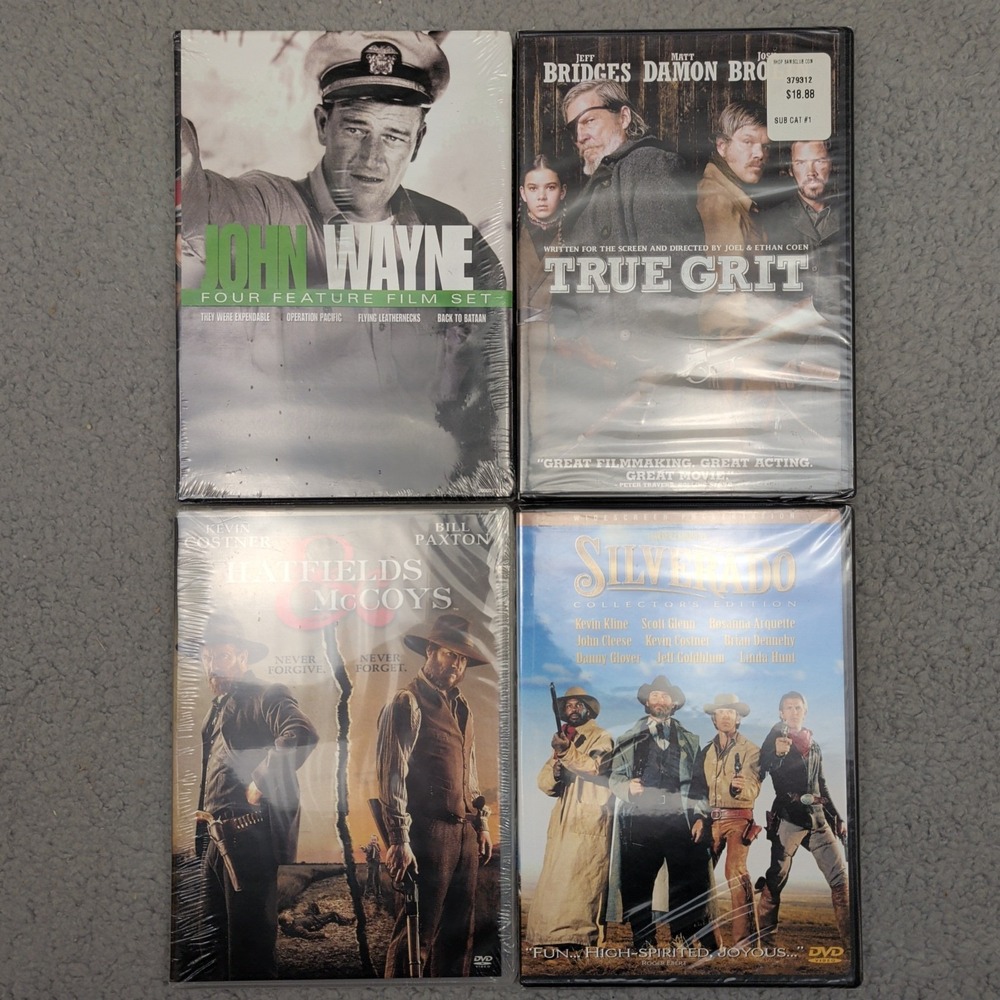 Lot of 4 DVD Western Country Adventure 7 Movies True Grit John Wayne New Sealed